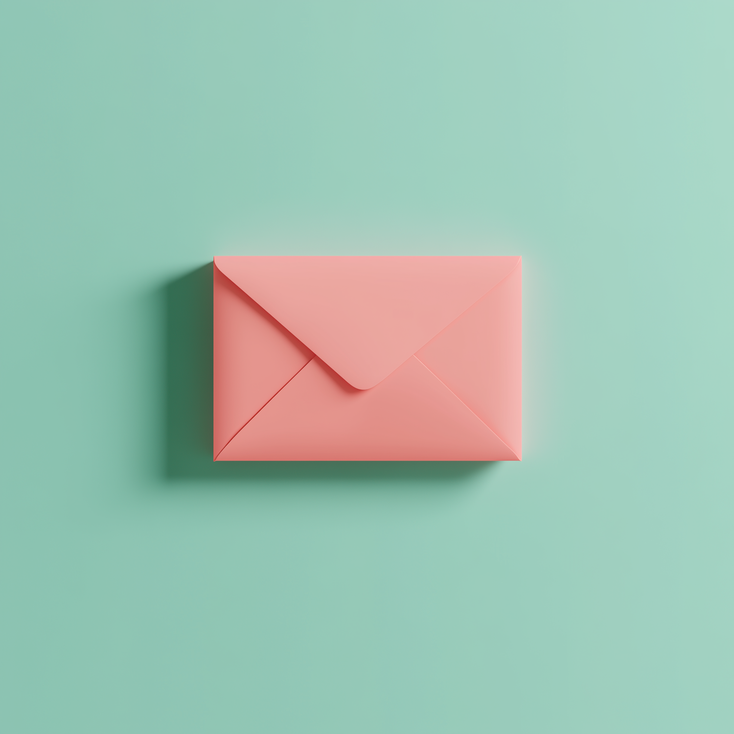 Pink Envelope on Mint Green Background