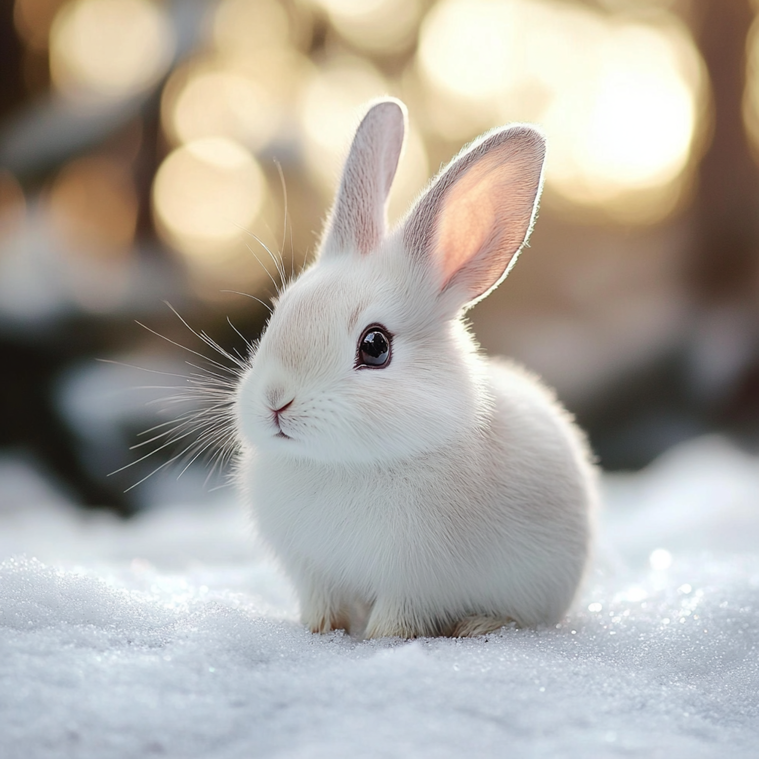 Fluffy White Rabbit in Snow