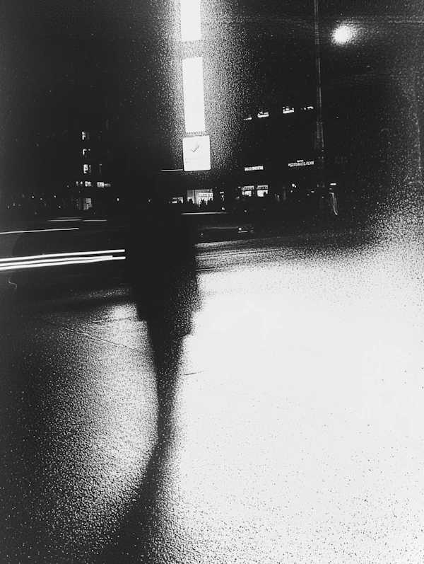 Silhouette on Wet Street
