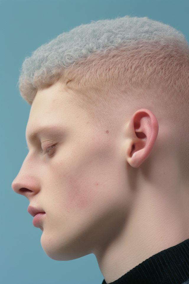 Serene Profile of a Youth with Textured Ombre Hair