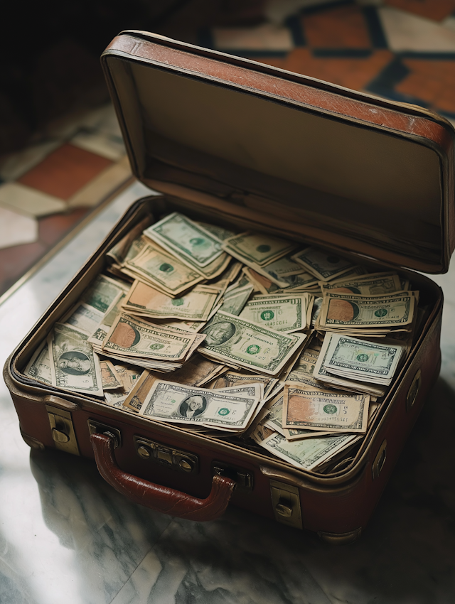 Vintage Suitcase with US Dollars