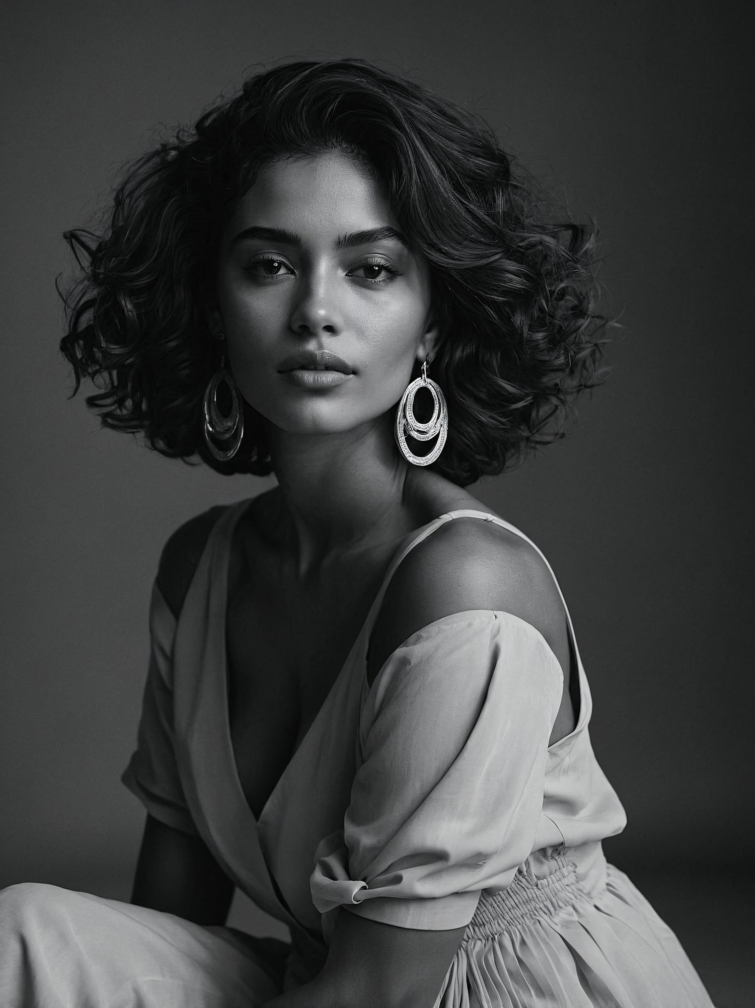 Portrait of a Woman with Curly Hair