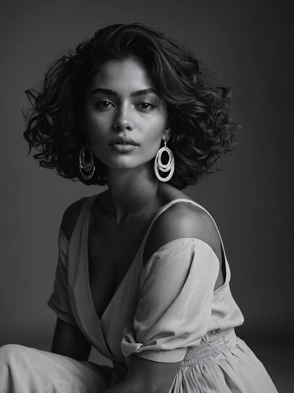 Portrait of a Woman with Curly Hair