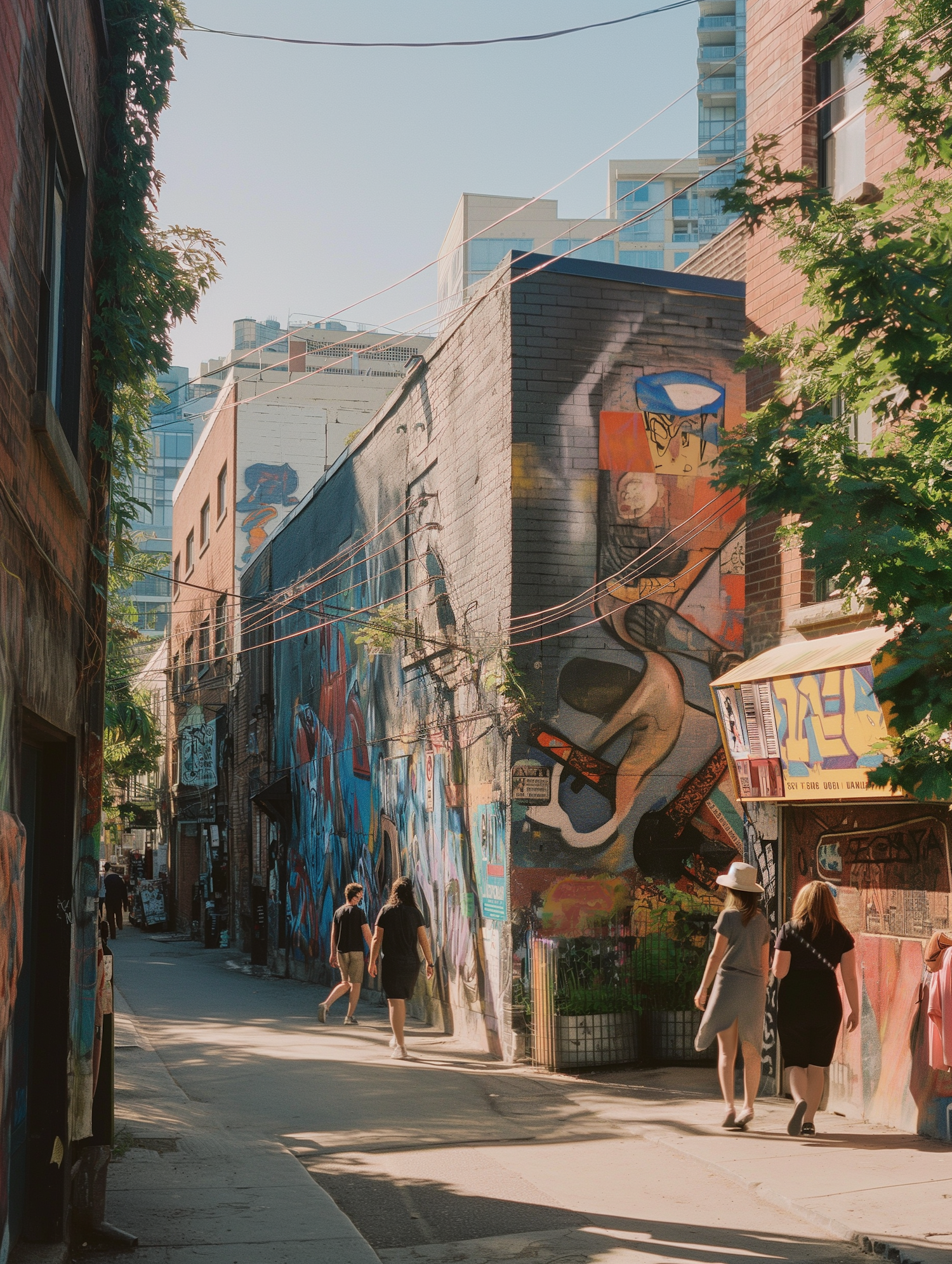 Urban Alleyway with Graffiti Art