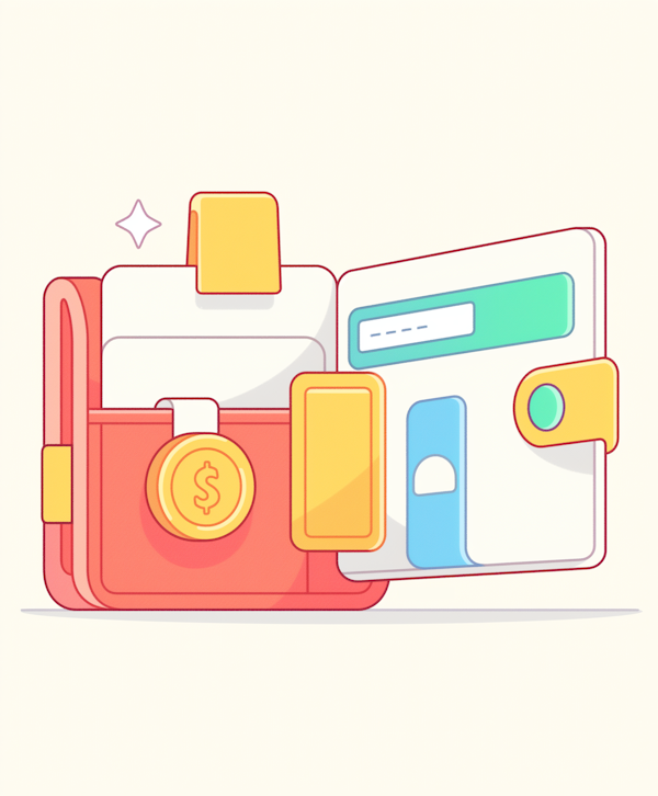 Stylized Wallet and Credit Card Illustration