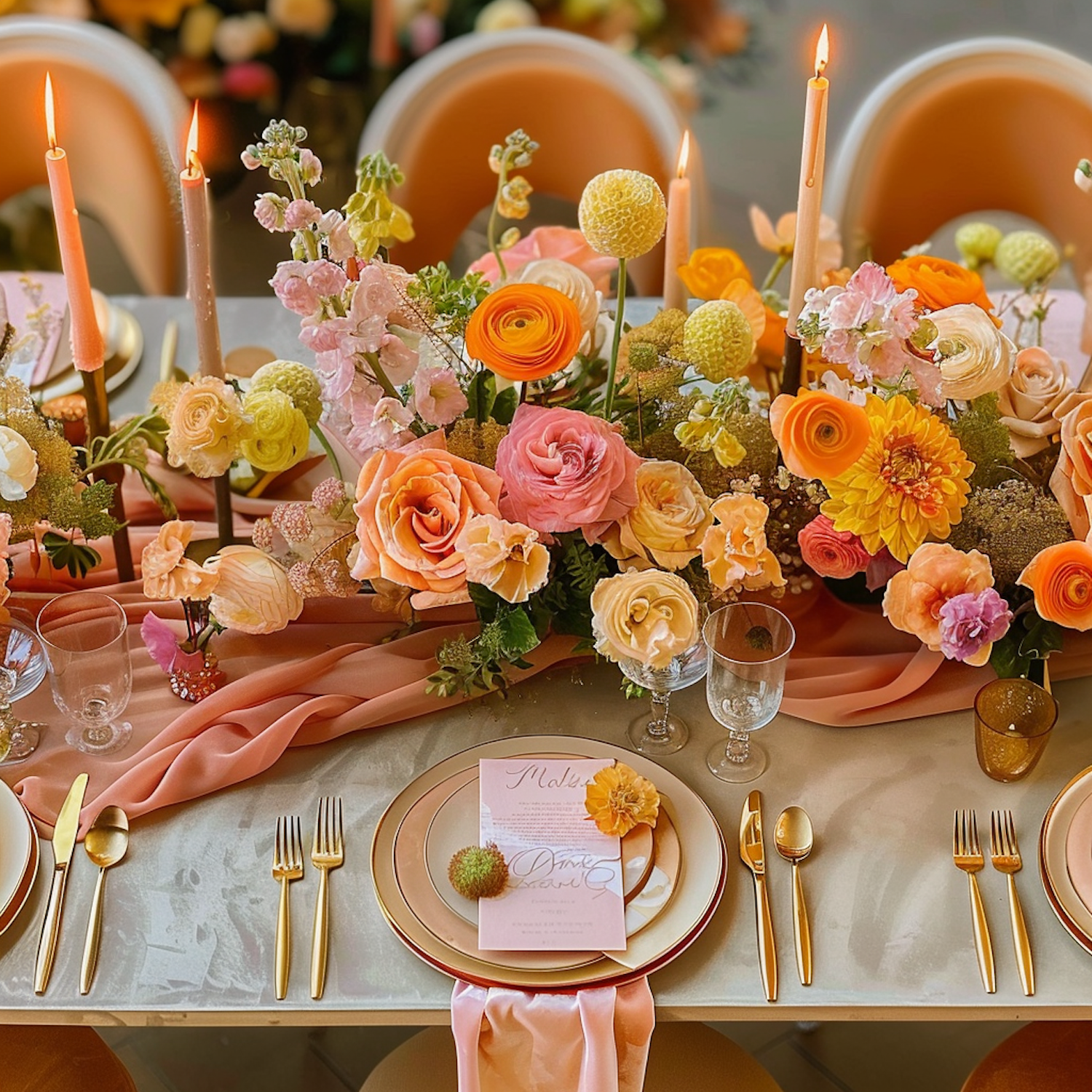 Elegant Table Setting with Floral Centerpiece