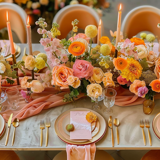 Elegant Table Setting with Floral Centerpiece