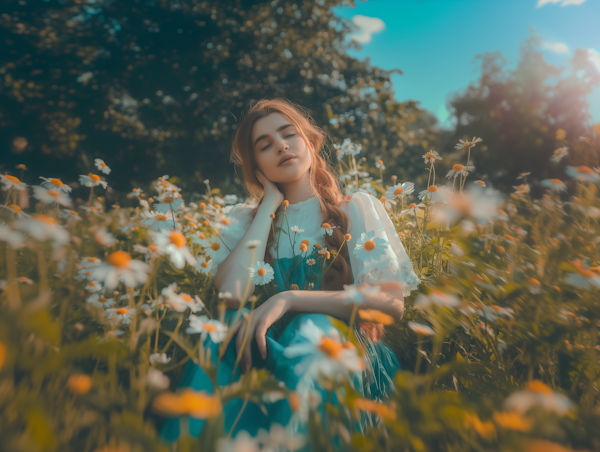 Tranquil Daisy Field Portrait