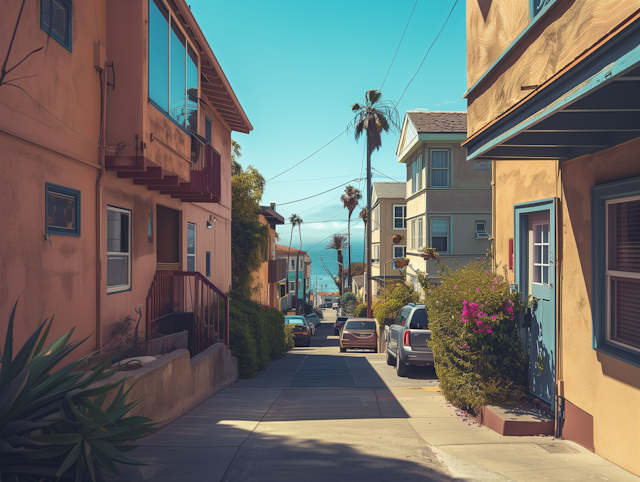 Sunny Coastal Residential Street