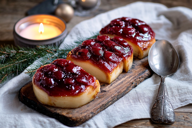 Festive Dessert with Cranberry Compote