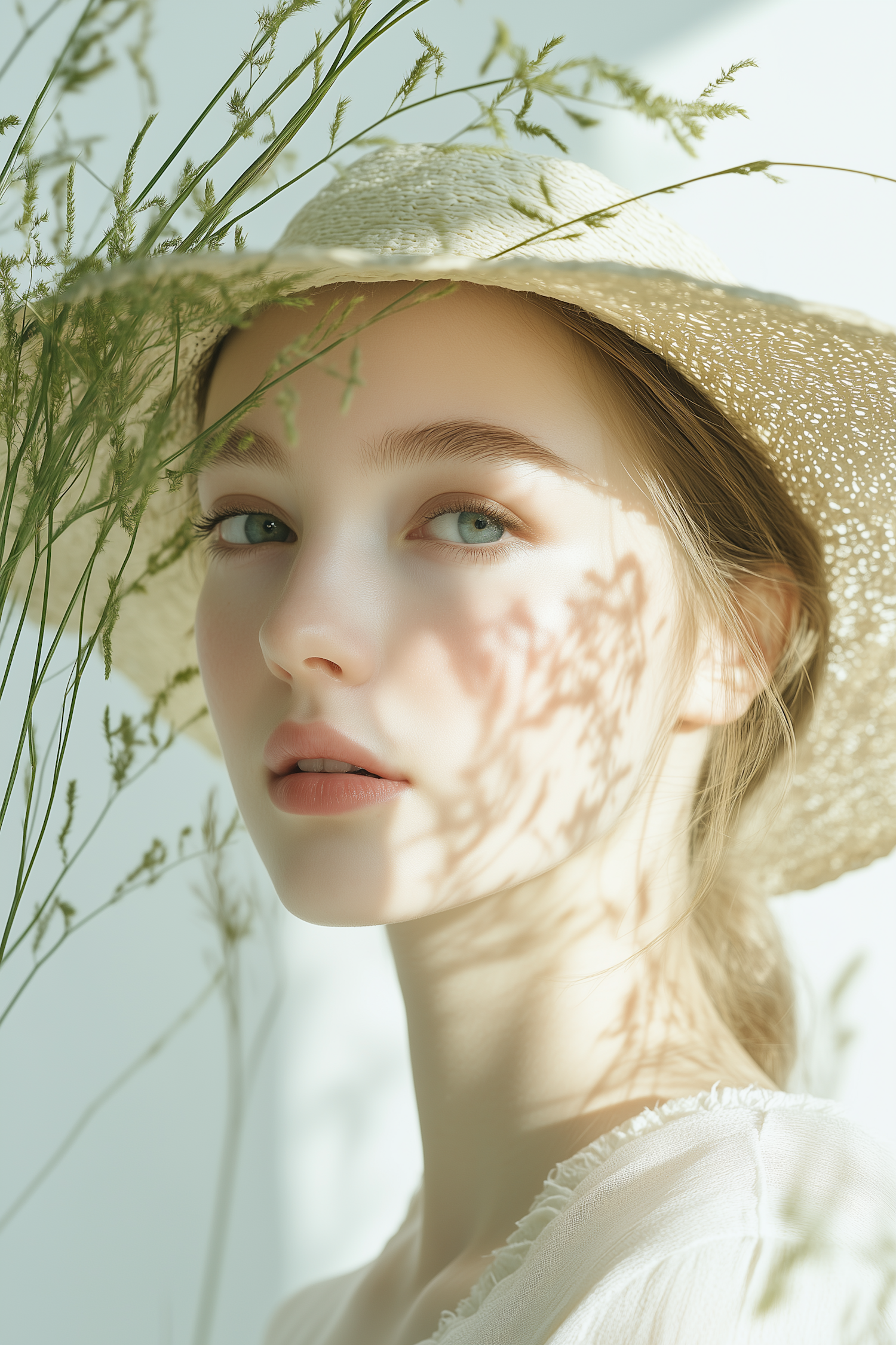 Serene Woman in Straw Hat