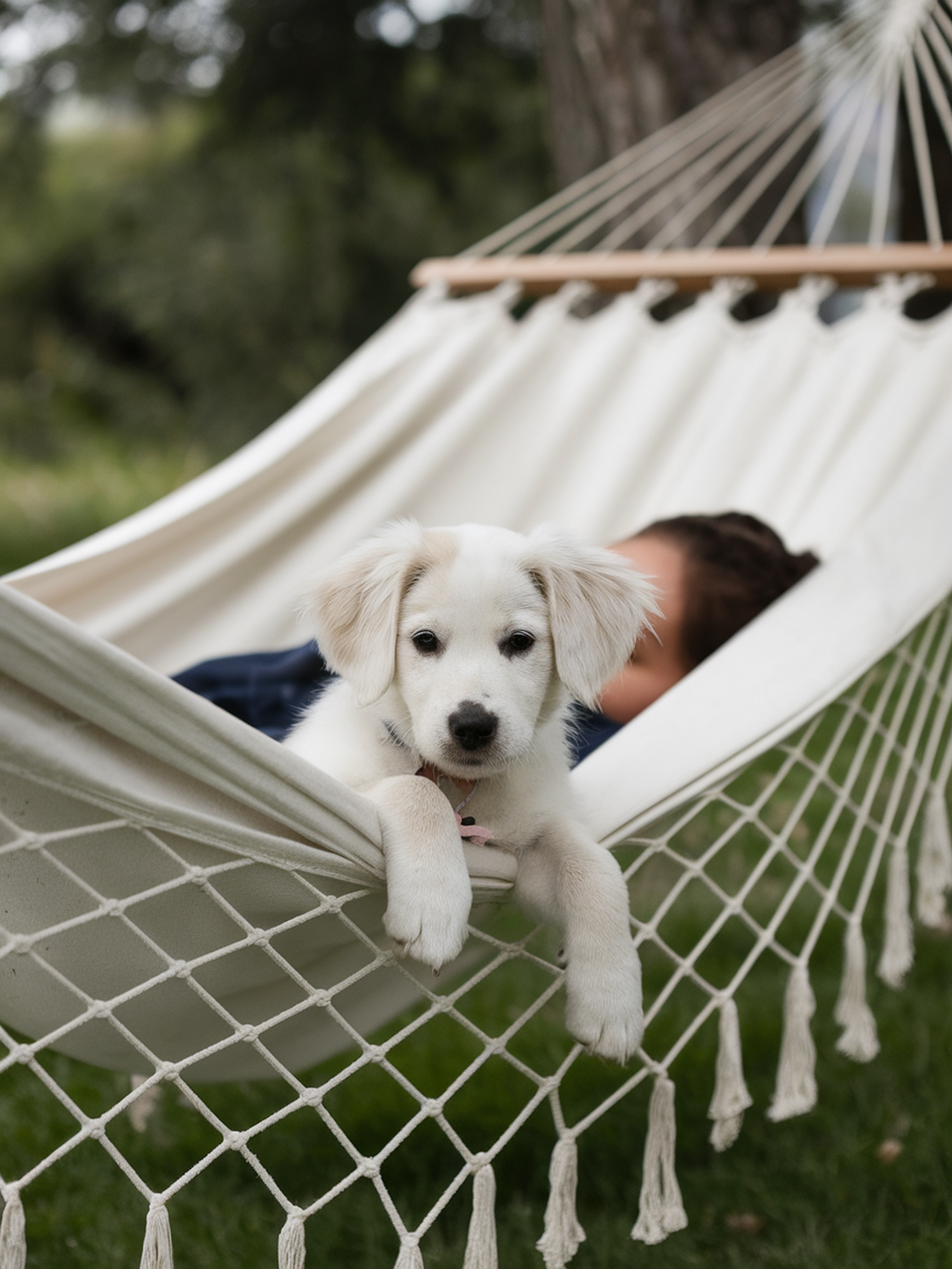 Puppy in White Hammock