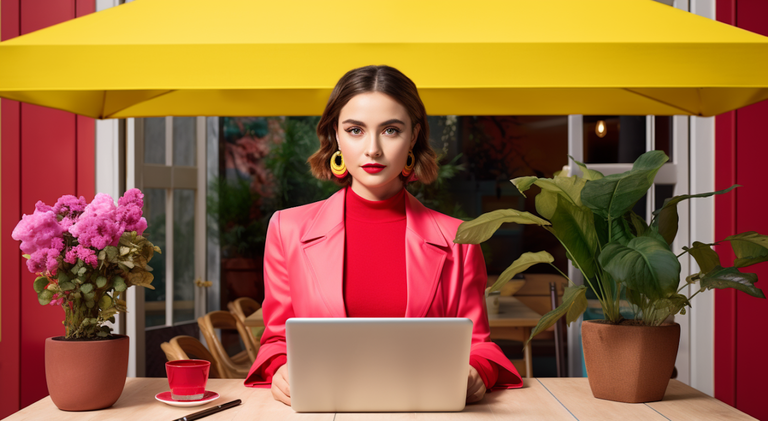 Confident Businesswoman at Colorful Workspace