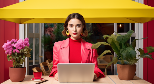 Confident Businesswoman at Colorful Workspace