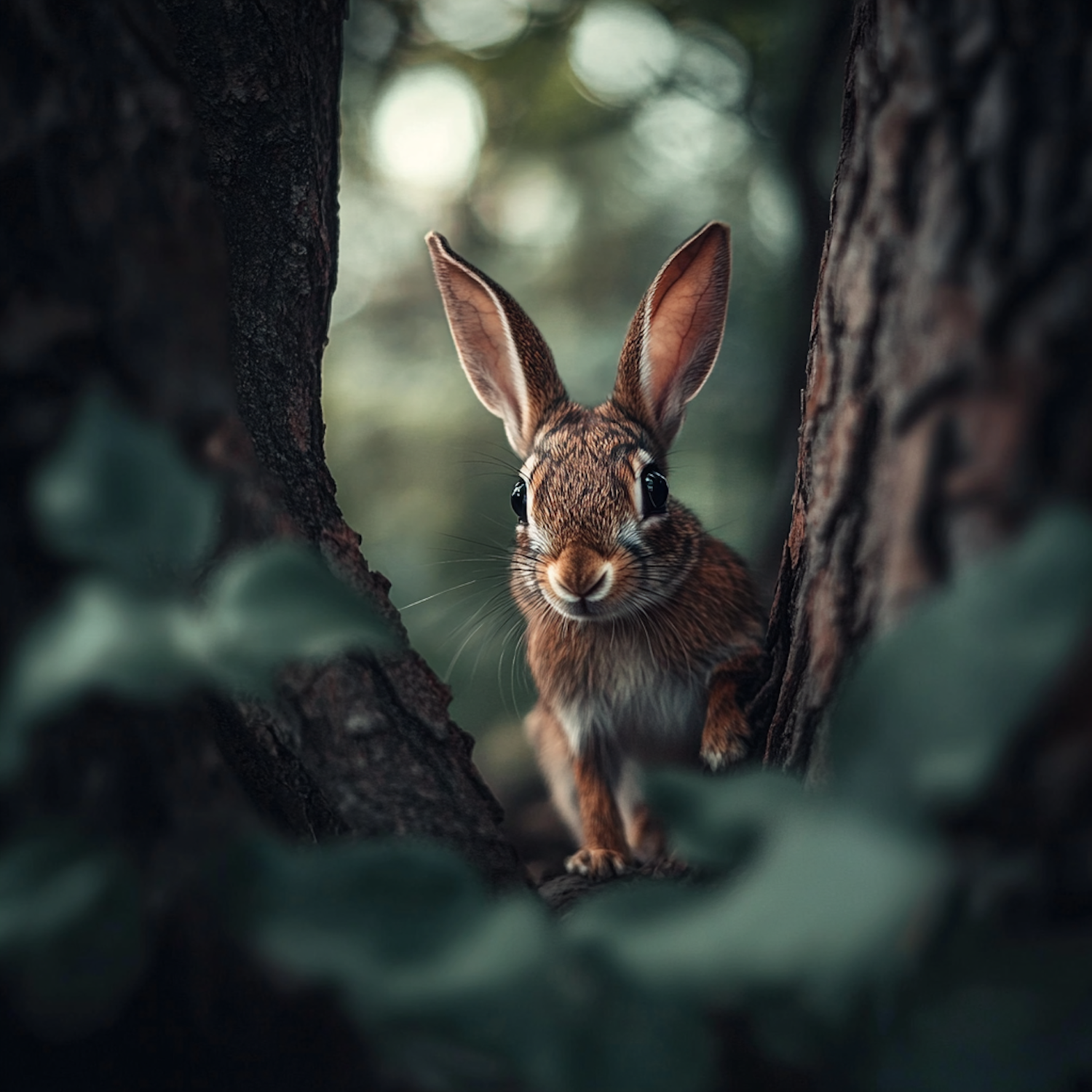 Curious Rabbit in Woodland