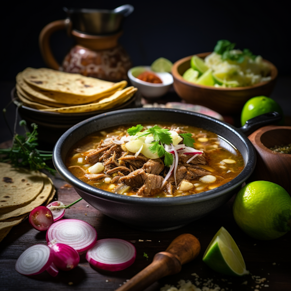 Authentic Mexican Birria Stew with Fresh Cilantro and Lime