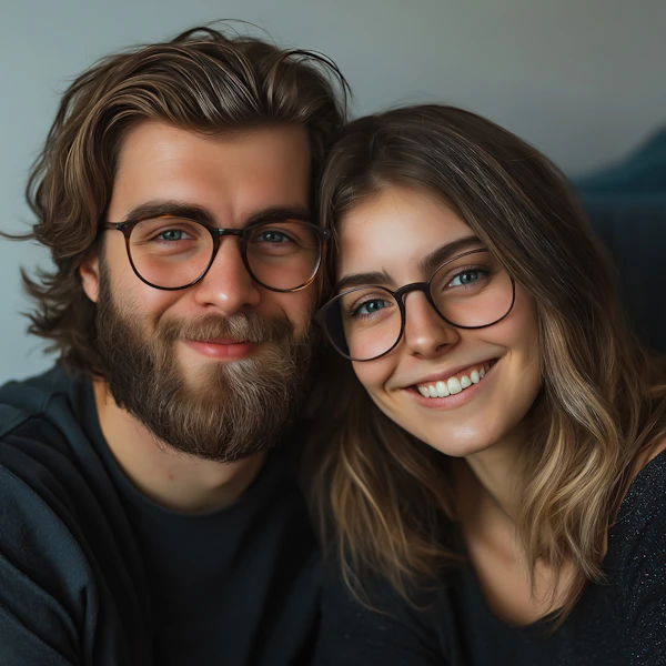 Smiling Couple with Glasses
