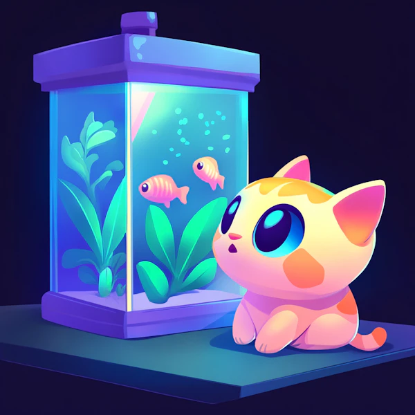 Captivated Kitten and Aquarium