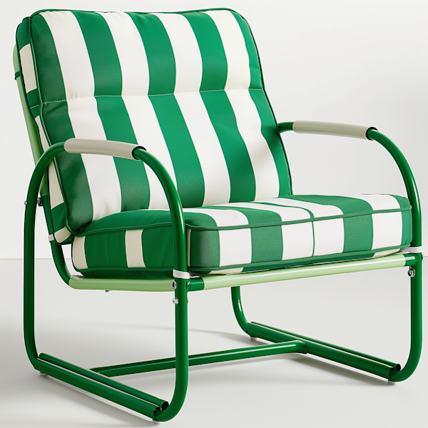 Green and White Striped Outdoor Chair