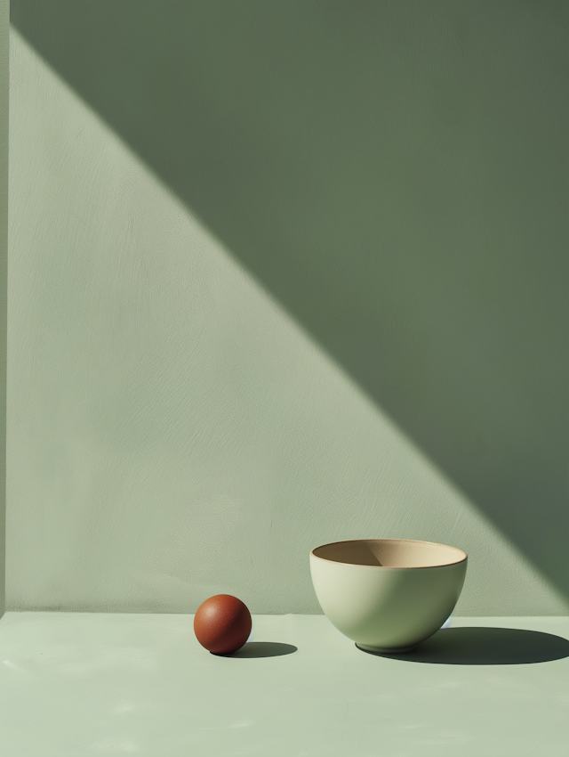 Minimalist Composition with Egg and Bowl