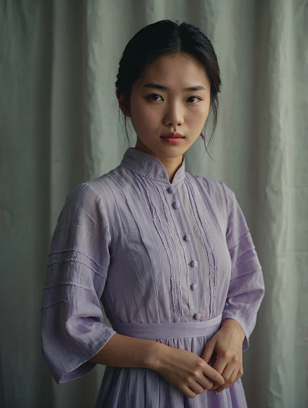 Portrait of a Young Woman in Lavender Dress
