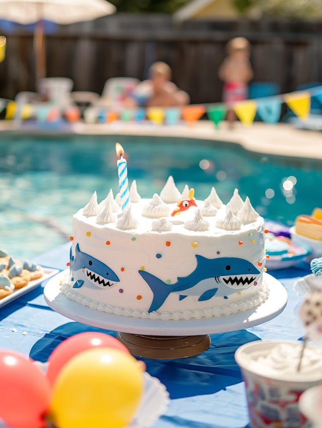 Vibrant Birthday Celebration with Shark Cake