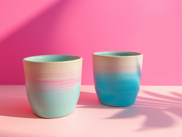 Pastel Gradient Ceramics on Pink