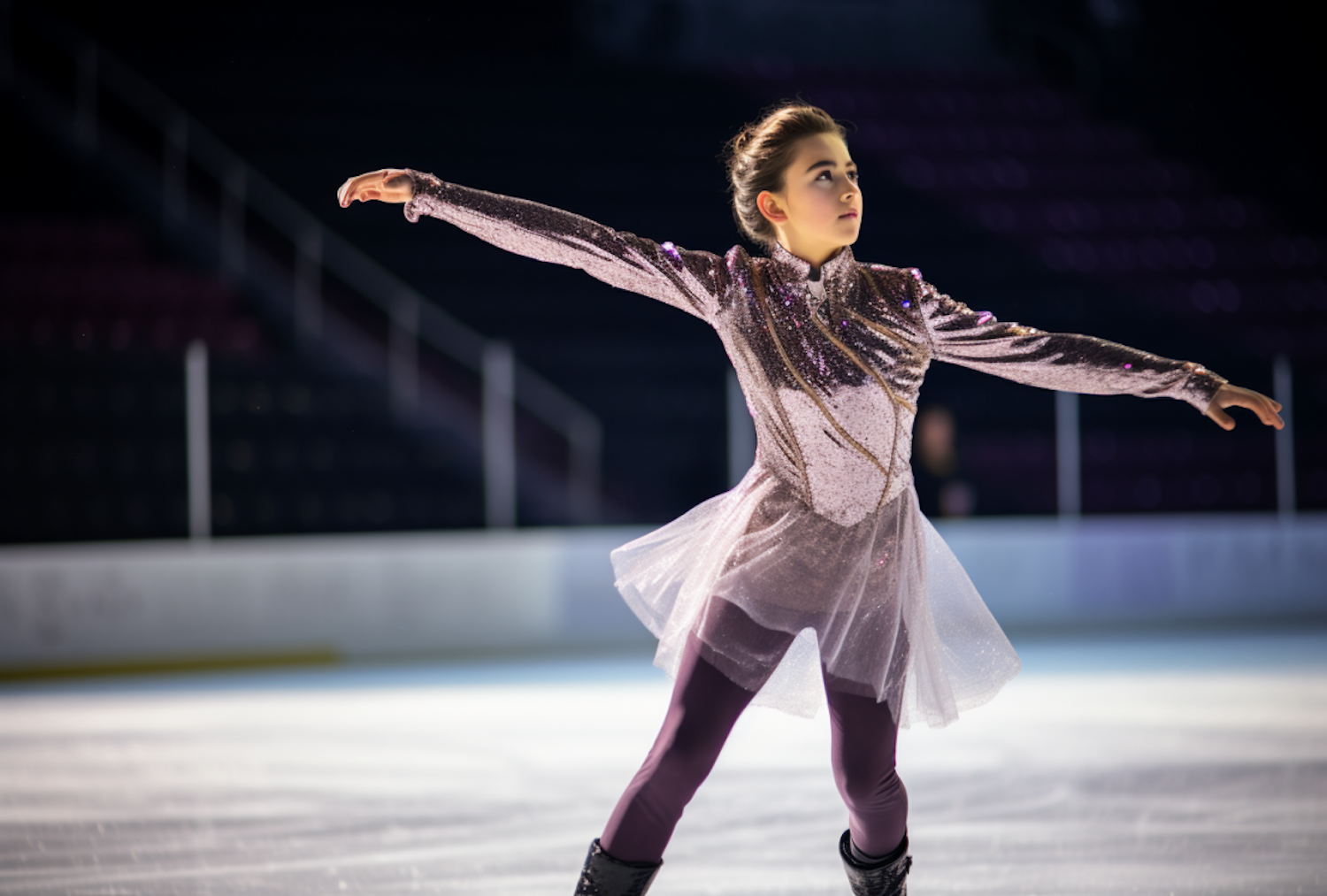 Graceful Purple Ice Skater in Motion