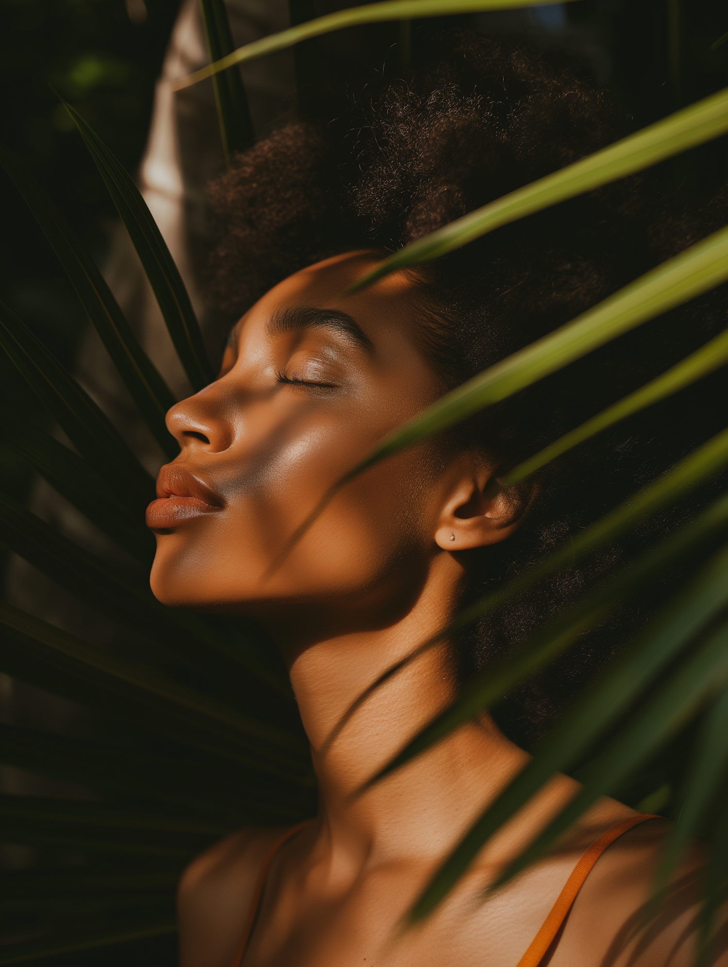 Tranquil Portrait of African Descent Woman