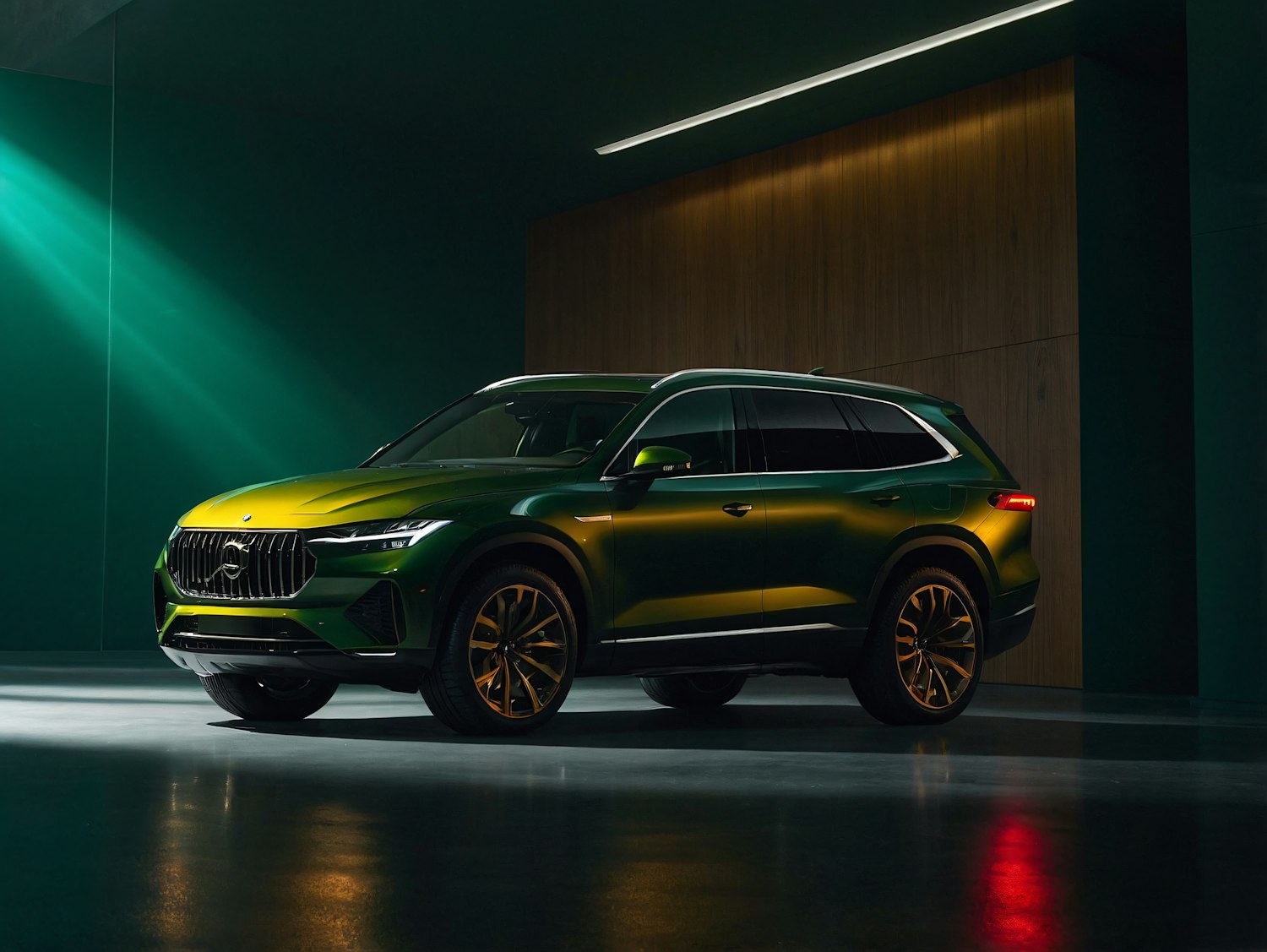 Sleek Green SUV in Showroom