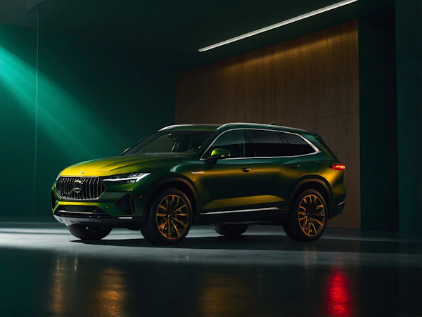 Sleek Green SUV in Showroom