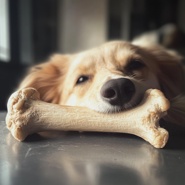 Dog Resting on Bone