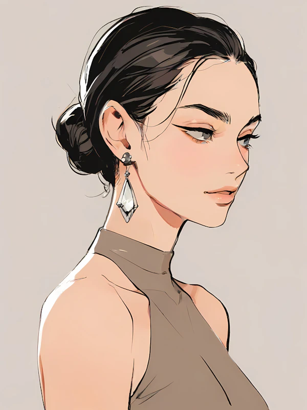 Stylized Woman in Profile
