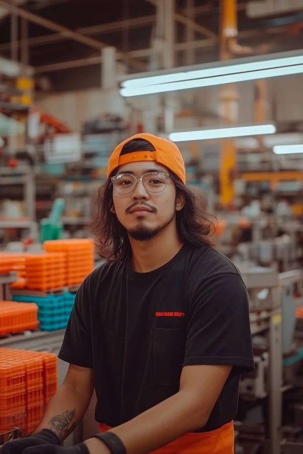 Young Man in Industrial Setting