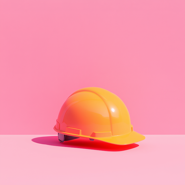 Yellow Safety Helmet on Pink Background