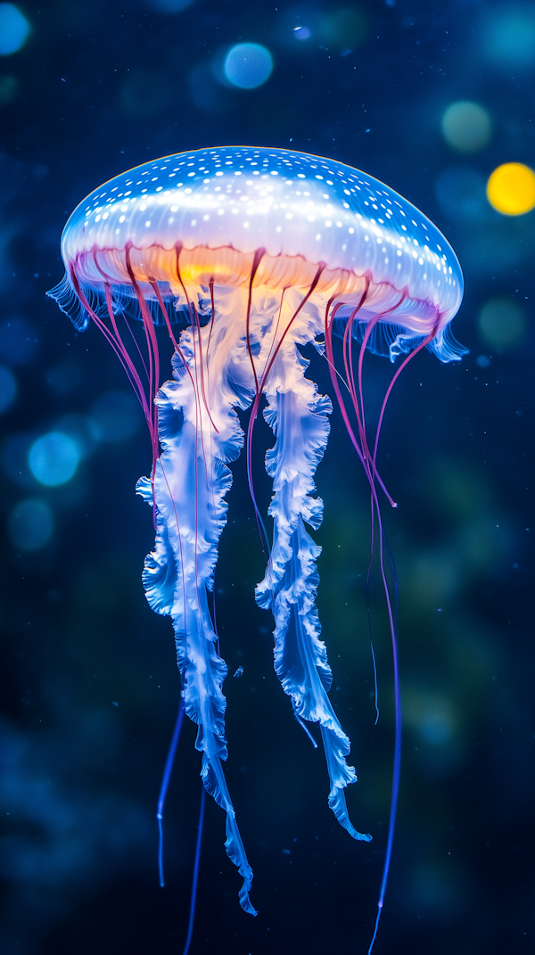 Luminous Jellyfish in Deep Blue Sea