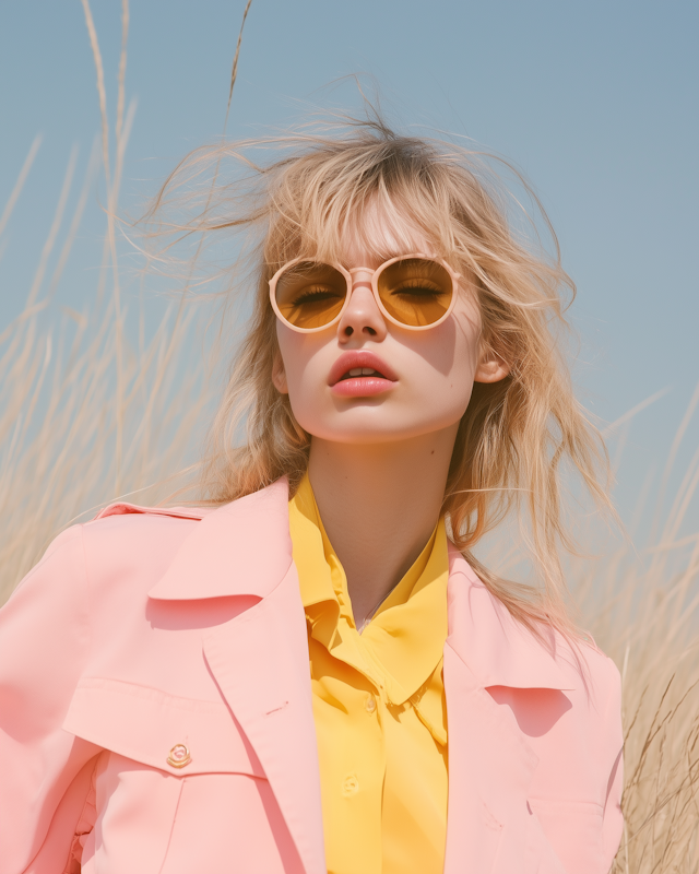 Blonde Person in Pastel Jacket