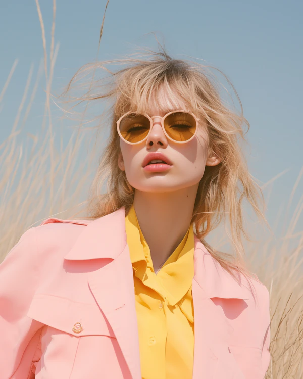Blonde Person in Pastel Jacket
