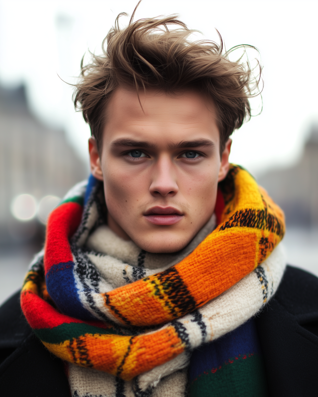 Young Man with Colorful Scarf