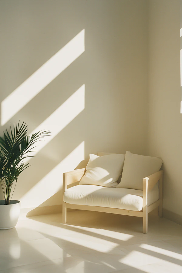Minimalist Interior with Sofa and Plant