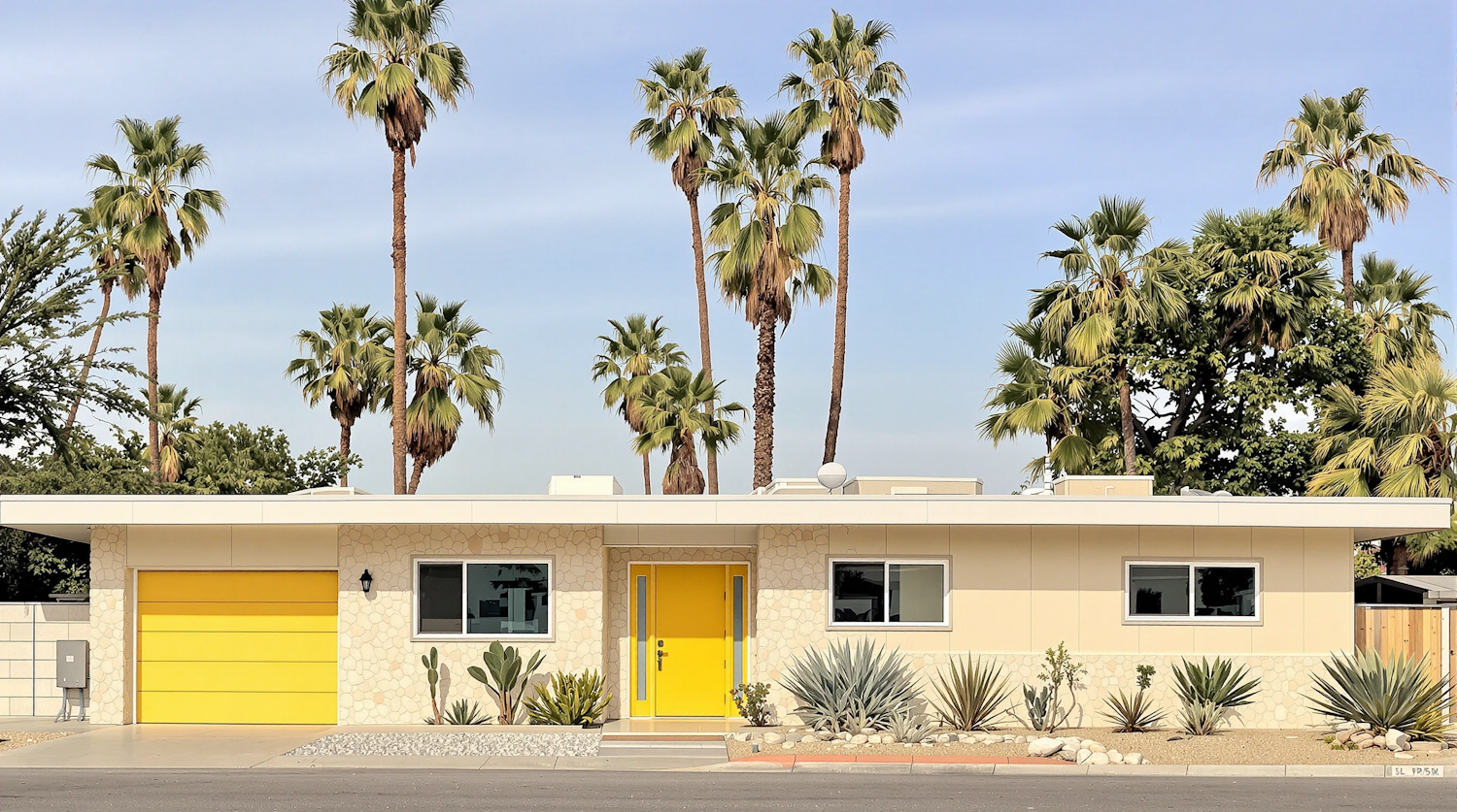 Mid-Century Modern House with Desert Plants