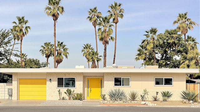 Mid-Century Modern House with Desert Plants