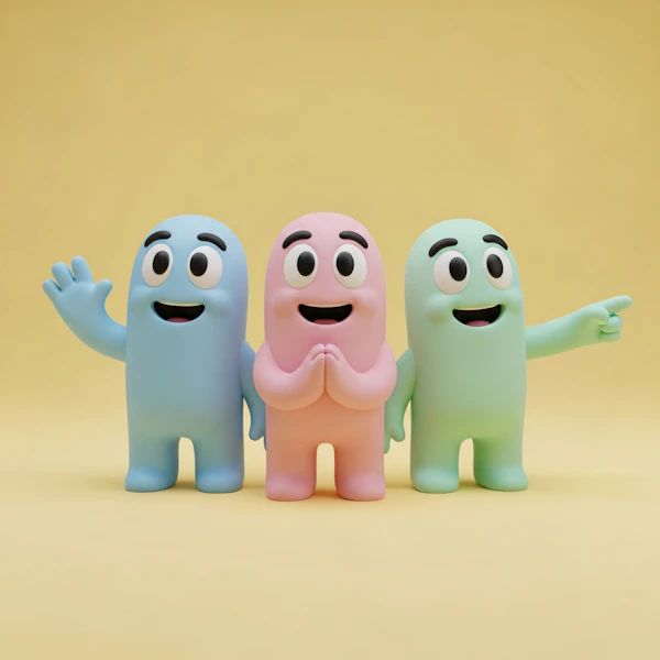 Colorful Cartoon Trio