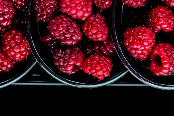 Peak Ripeness Raspberries in Transparent Packaging