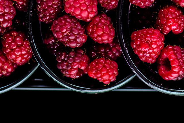 Peak Ripeness Raspberries in Transparent Packaging