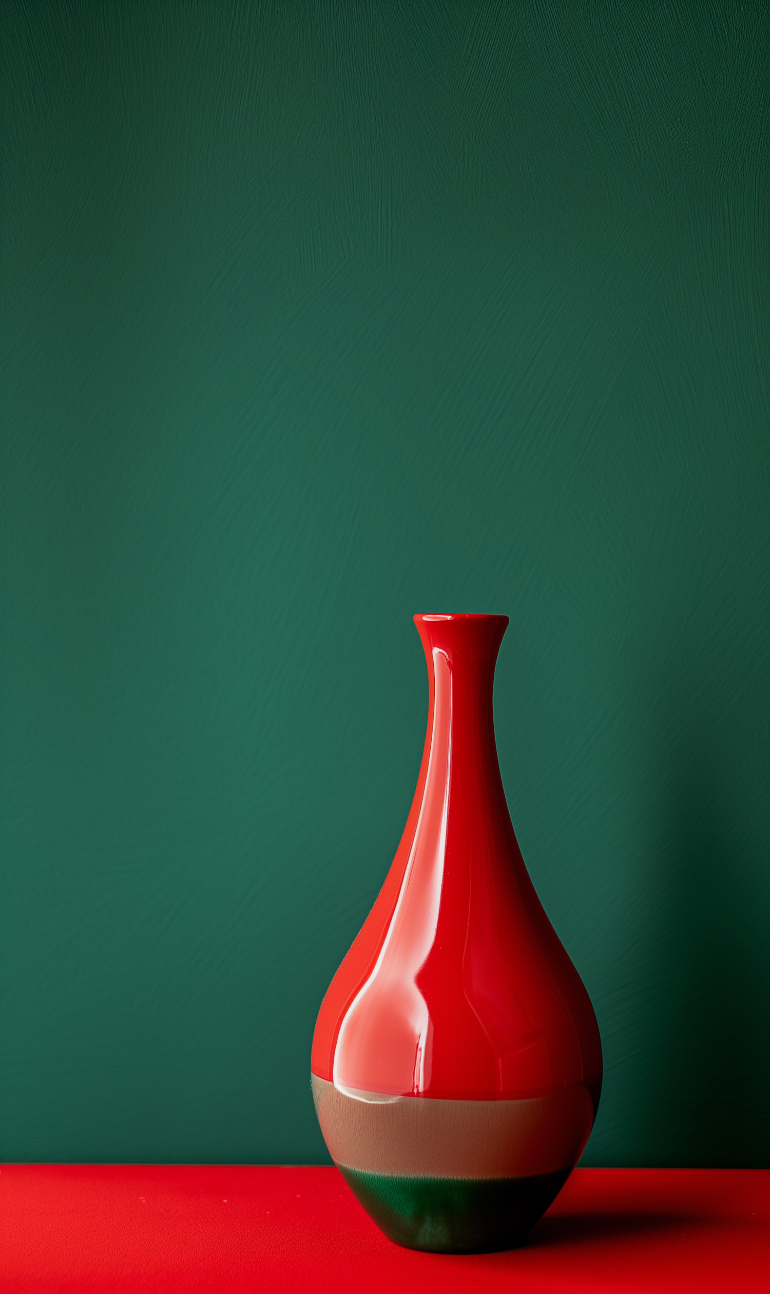 Contemporary Red Vase with Green Background