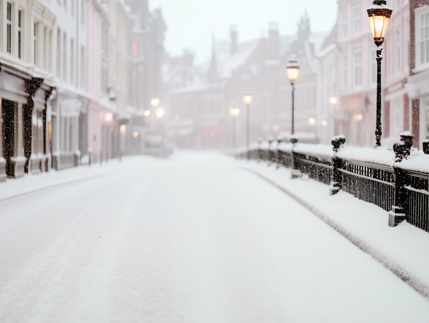 Serene Snow-Covered Street