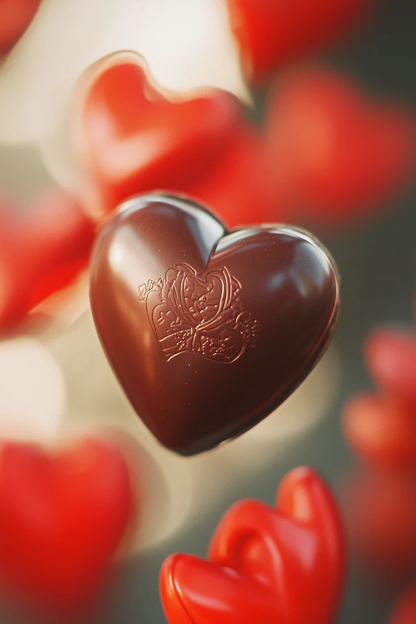 Heart-Shaped Chocolate with Romantic Atmosphere