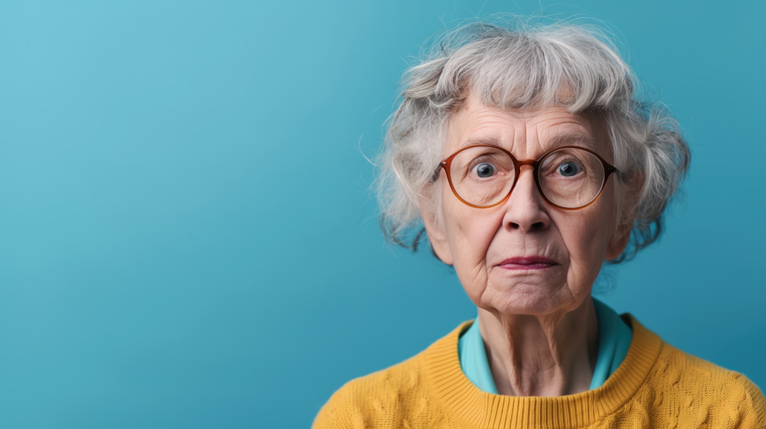 Surprised Elderly Woman in Yellow Sweater