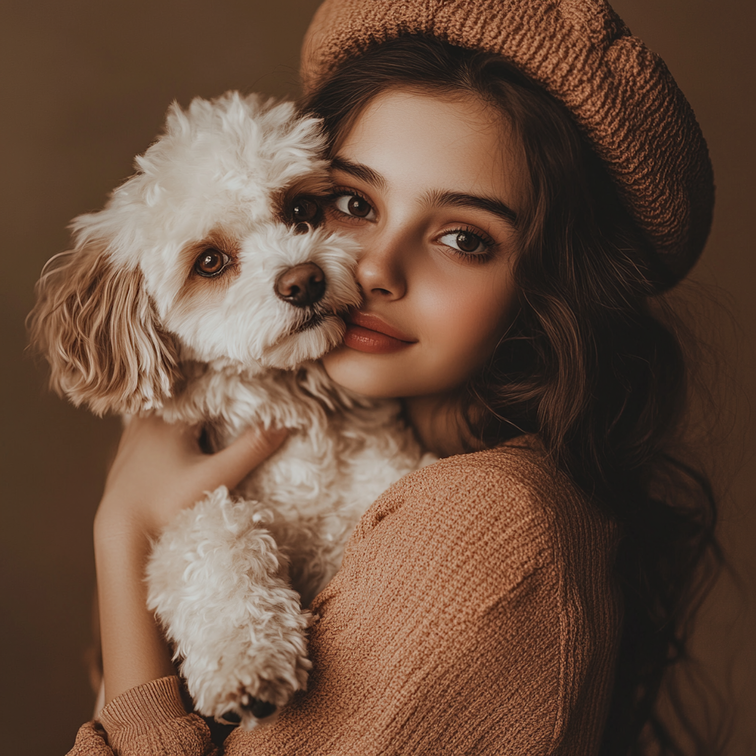 Woman with Fluffy Dog